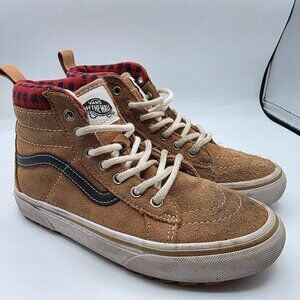 Vans Sk8 Hi MTE Plaid Brown Kids Size 2.5 Outdoor Shoes Camping Hiking Trails